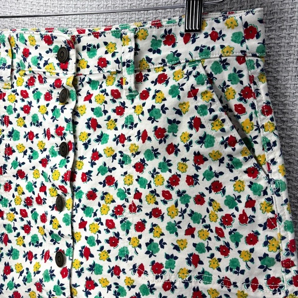 J. Crew Mercantile Womens Skirt Small Floral Stretch Button-Up Slash Pocket - Picture 2 of 7